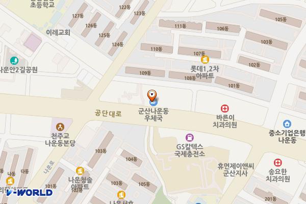 나운동우체국 1층 화장실 위치 지도 — 전북특별자치도 군산시 나운동 340-18 공단대로 400