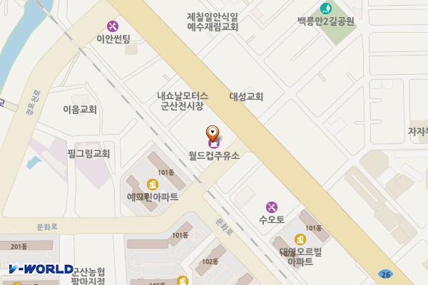 HD현대오일뱅크㈜직영 월드컵주유소 위치 지도 — 전북특별자치도 군산시 번영로 68
