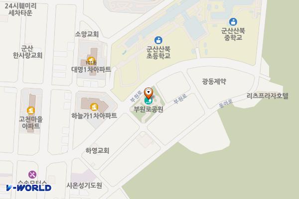 공원 위치 지도 — 전북특별자치도 군산시 부원로 107 (산북동)