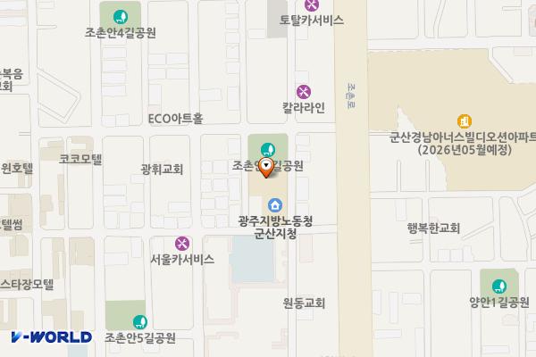 군산고용노동지청 위치 지도 — 전북특별자치도 군산시 조촌5길 44