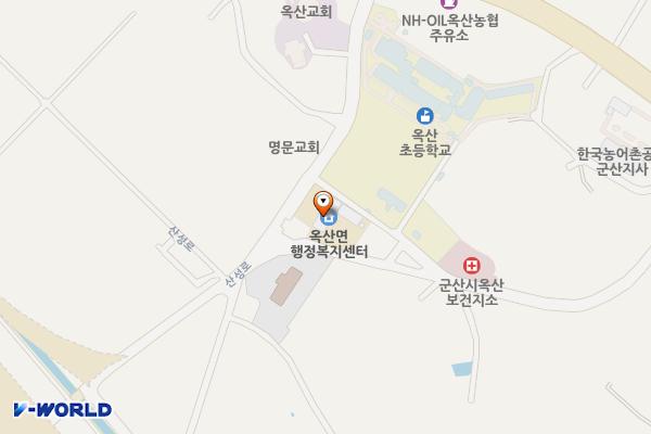 옥산면사무소 위치 지도 — 전북특별자치도 군산시 옥산면 산성로 200