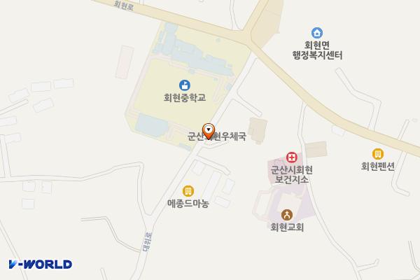 회현우체국 1층 화장실 위치 지도 — 전북특별자치도 군산시 회현면 대정리 69-1 대위로 431