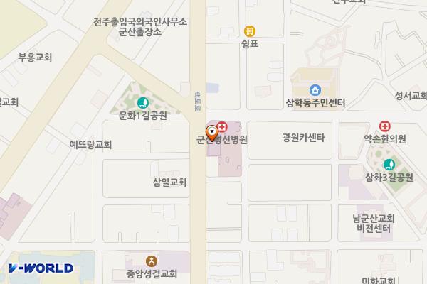 의료법인 평화의료재단 군산성신병원 위치 지도 — 전북특별자치도 군산시 백토로 33-0