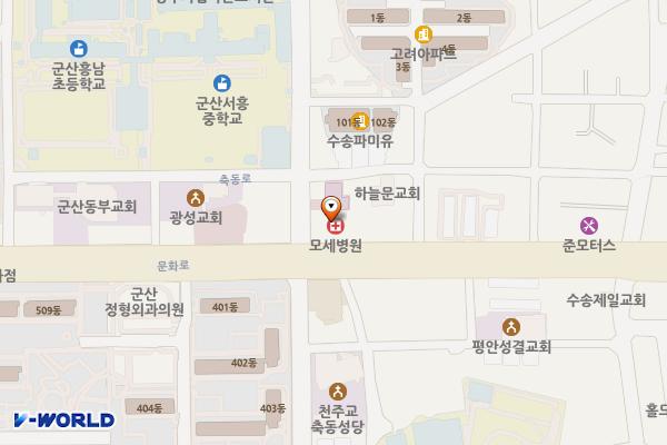 의료법인 모세의료재단 모세병원 위치 지도 — 전북특별자치도 군산시 문화로 47