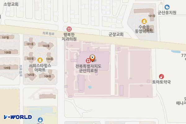 전북특별자치도 군산의료원 위치 지도 — 전북특별자치도 군산시 의료원로 27