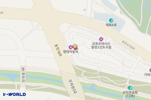 신리천 카페거리 위치 지도 — 경기도 화성시 동탄구 오산동 1081-2