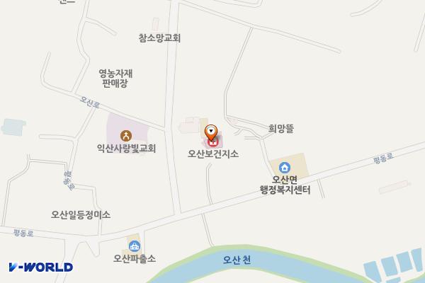 오산보건지소 위치 지도 — 전북특별자치도 익산시 오산면 오산로 14-8