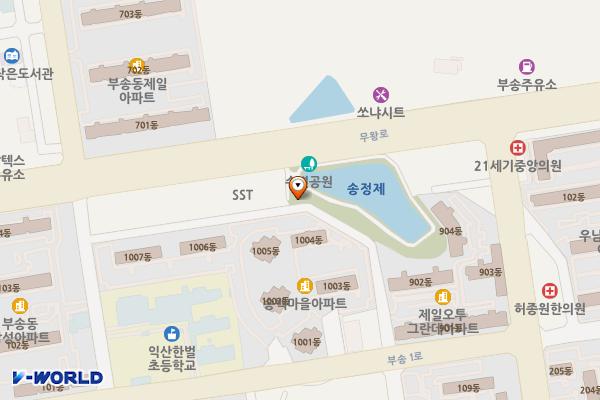 송정제공원 화장실 위치 지도 — 전북특별자치도 익산시 부송동 215-6