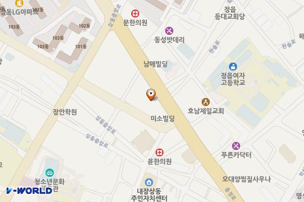 내장상동주민자치센터 위치 지도 — 전북특별자치도 정읍시 충정로 61-4  (상동,219-4)
