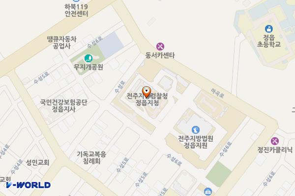 전주지방검찰청(정읍지청) 위치 지도 — 전북특별자치도 정읍시 수성6로 27  (수성동,989-6)