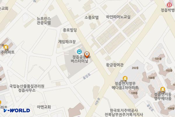 정읍공용버스터미널 위치 지도 — 전북특별자치도 정읍시 연지동 중앙로 32