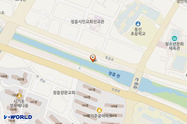 정읍천이동화장실10(정읍천교 인근) 위치 지도 — 전북특별자치도 정읍시 시기동 22-3