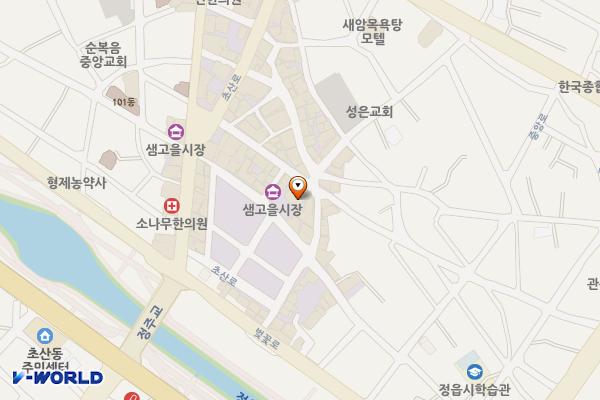샘고을시장 고객쉼터 위치 지도 — 전북특별자치도 정읍시 태평5길 24