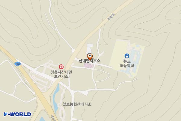 산내면사무소 위치 지도 — 전북특별자치도 정읍시 산내면 능교3길 14-6