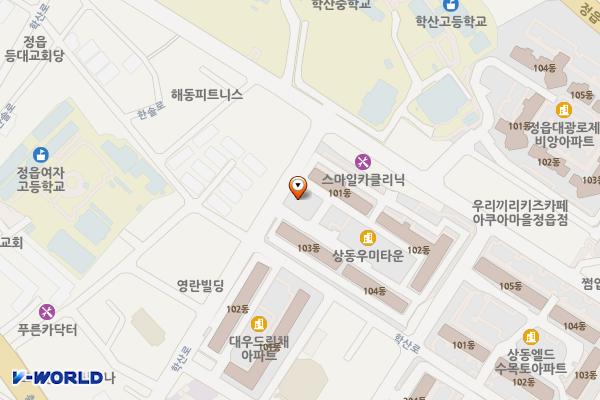 우미타운상가 위치 지도 — 전북특별자치도 정읍시 상동 학산로 97 우미타운 상가