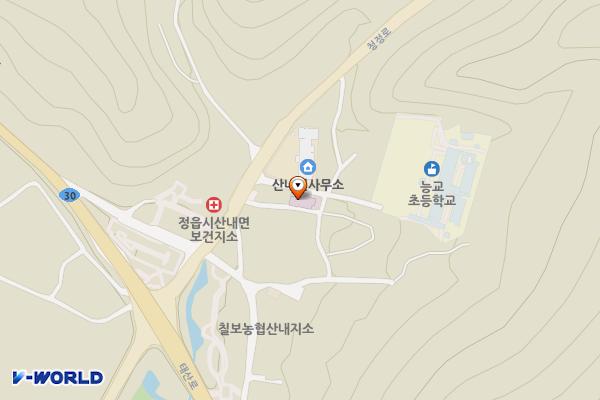 산내보건지소 위치 지도 — 전북특별자치도 정읍시 산내면 능교3길 14-3
