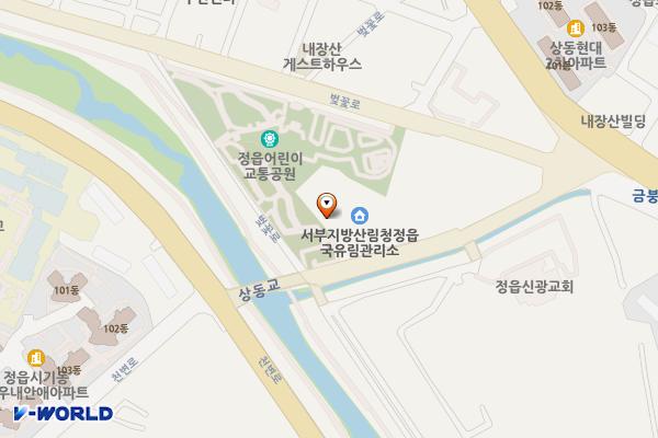 서부지방산림청(정읍국유림관리소) 위치 지도 — 전북특별자치도 정읍시 벚꽃로 564-20  (상동,271-91)