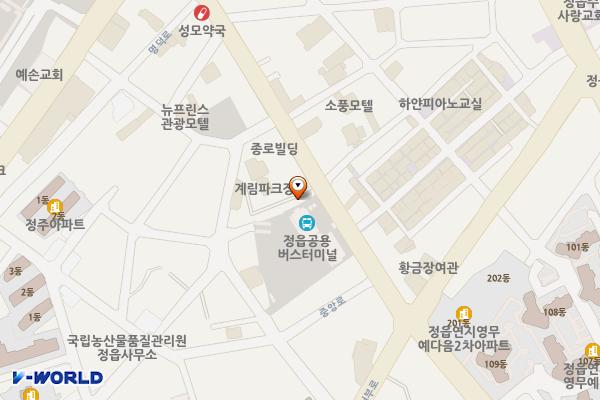 정읍터미널(주차장) 위치 지도 — 전북특별자치도 정읍시 중앙로 30