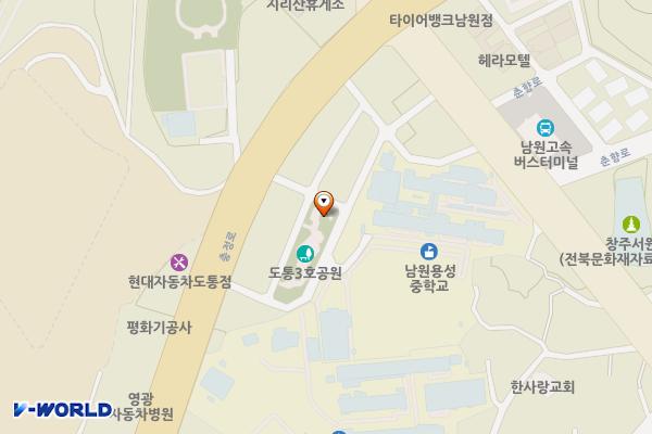 어린이놀이터 용성중 옆 위치 지도 — 전북특별자치도 남원시 용중1길13 , 공원 (도통동)