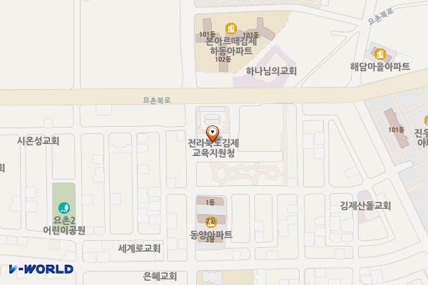 김제교육지원청 청사내 위치 지도 — 전북특별자치도 김제시 요촌북로 70, 김제시 교육청 (요촌동)