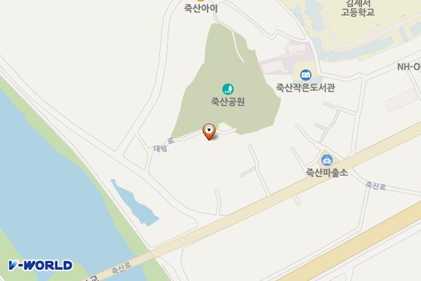 죽산근린공원 위치 지도 — 전북특별자치도 김제시 죽산면 대창로 14-22