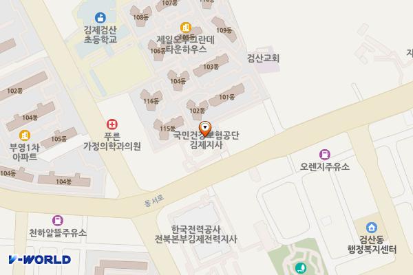 국민건강보험공단 김제지사 위치 지도 — 전북특별자치도 김제시 동서로 317 (검산동)