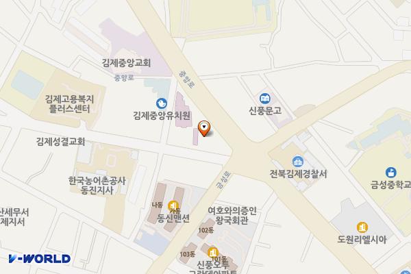 김제신풍우체국 위치 지도 — 전북특별자치도 김제시 중앙로 206, 김제 신풍동 우체국 (신풍동)