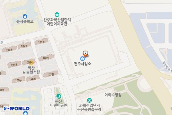 완주우편집중국 장애인화장실 위치 지도 — 전북특별자치도 완주군 봉동읍 둔산3로 102, 전주우편집중국