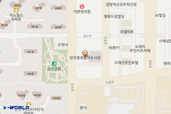 콩쥐팥쥐도서관 위치 지도 — 전북특별자치도 완주군 이서면 갈산로 40