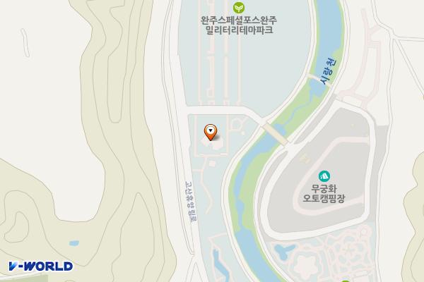 고산자연휴양림 캠핑장 입구 위치 지도 — 전북특별자치도 완주군 고산면 고산휴양림로 89