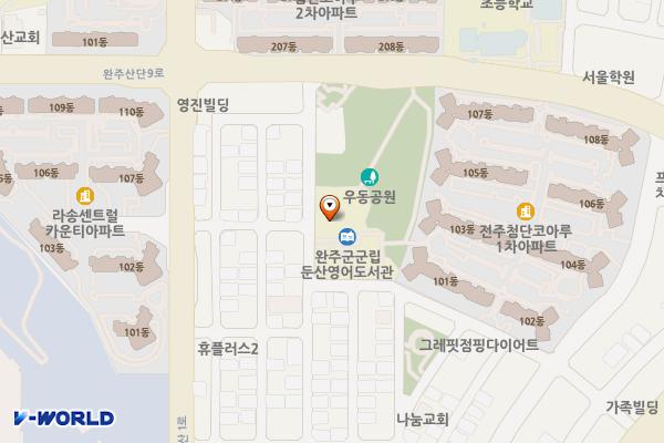우동공원 위치 지도 — 완주군 봉동읍 둔산2로 62