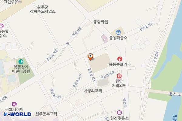 봉동 생강골시장 위치 지도 — 전북특별자치도 완주군 봉동읍 봉동동서로 134-5