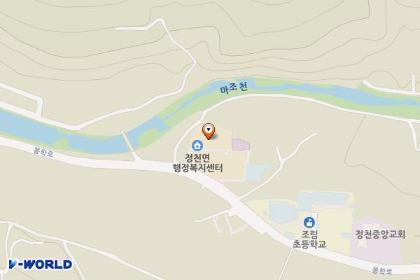 정천면행정복지센터 공중화장실 위치 지도 — 전북특별자치도 진안군 정천면 봉학로 66
