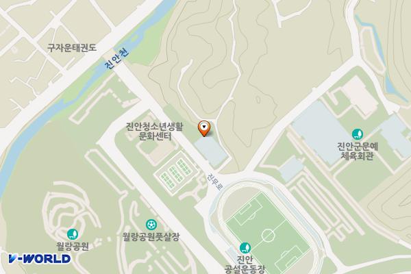 월랑공원(전천후게이트볼장 옆) 위치 지도 — 전북특별자치도 진안군 진안읍 진무로 1054-21(군하리 58-5)