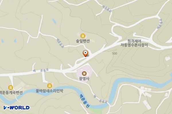 백운동 계곡 1(광명사 위) 위치 지도 — 전북특별자치도 진안군 백운면 백암리 118-1(백운동계곡)
