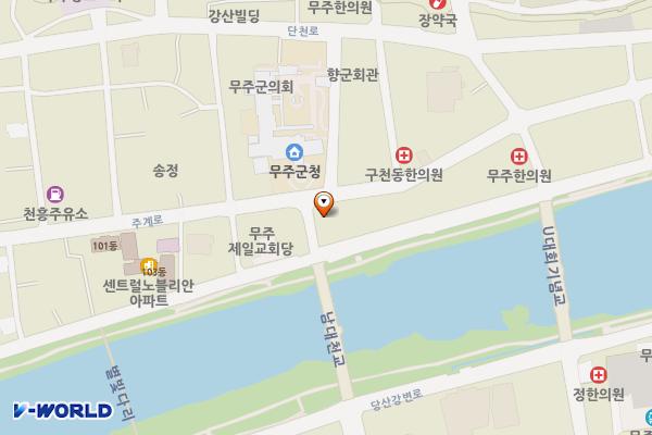 무주우체국 2층 화장실 위치 지도 — 전북특별자치도 무주군 무주읍 주계로 100