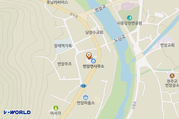 번암면사무소 화장실 위치 지도 — 전북특별자치도 장수군 번암면 장수로 485 (노단리, 번암면사무소)