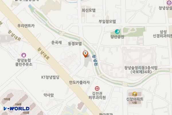 창녕 술정2 공영주차장 위치 지도 — 경상남도 창녕군 창녕읍 술정리 85-9