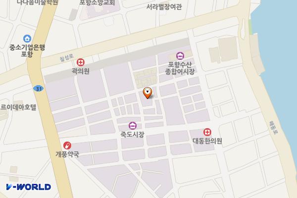 포항죽도시장번영회사무실 위치 지도 — 경상북도 포항시 북구 죽도시장1길 22-10
