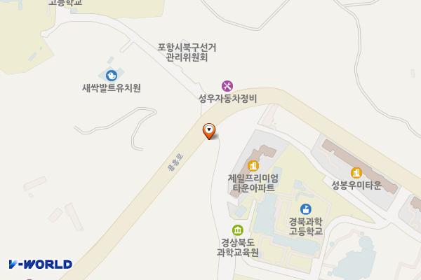 해뜨는 주유소 위치 지도 — 경상북도 포항시 북구 용흥로 288 (용흥동)