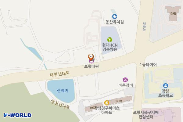 대원석유(주)직영포항대원주유소 위치 지도 — 경상북도 포항시 북구 새천년대로 1189 (장성동)
