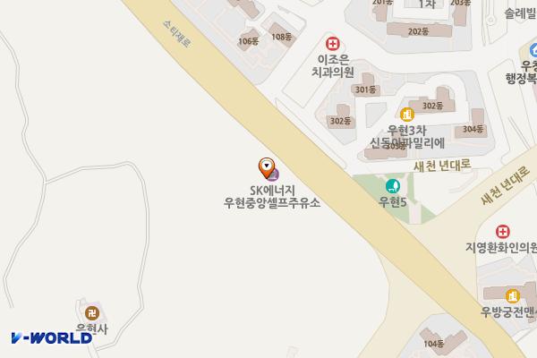 KK(주)우현중앙주유소 위치 지도 — 경상북도 포항시 북구 소티재로 11(우현동)