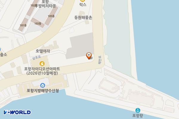 영일대해수욕장 갈매기화장실 위치 지도 — 경상북도 포항시 북구 해안로 39-1 맞은편