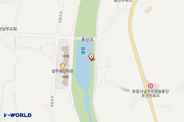 오천읍 용산숲 입구 위치 지도 — 경상북도 포항시 남구 오천읍 용산리 360-4