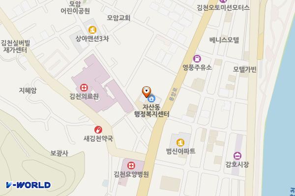 김천시 자산동주민센터(3층) 위치 지도 — 경상북도 김천시 용암로 27 (모암동, 자산동주민센터)