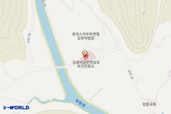 김천시 삼성보건진료소 화장실 위치 지도 — 경상북도 김천시 감문면 감문1로 218 (삼성리, 삼성보건진료소)