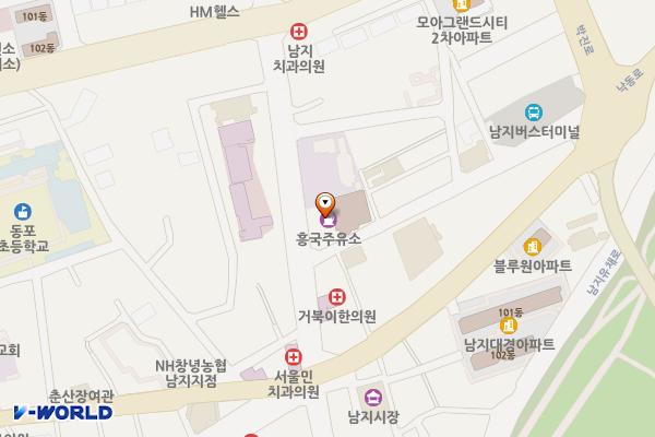 부부한의원~흥국주유소 노상주차장 위치 지도 — 경상남도 창녕군 남지읍 동포옛길 3