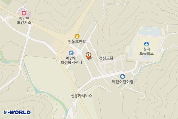 예안면 정산1리(정산시장) 위치 지도 — 경상북도 안동시 예안면 정산2길 17