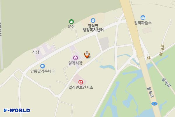 운산공설시장 화장실 위치 지도 — 경상북도 안동시 일직면 논들길 18