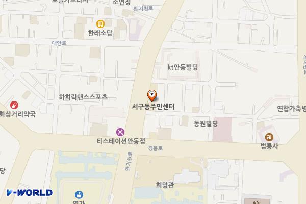 서구동행정복지센터 위치 지도 — 경상북도 안동시 안기천로 78